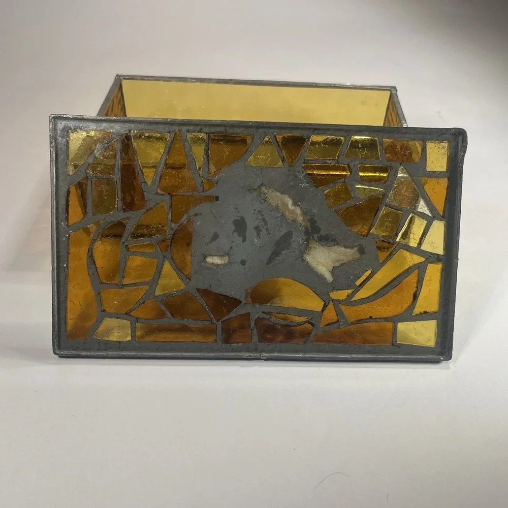 Stained Glass Mirrored Sea Shell Trinket/Jewelry Box